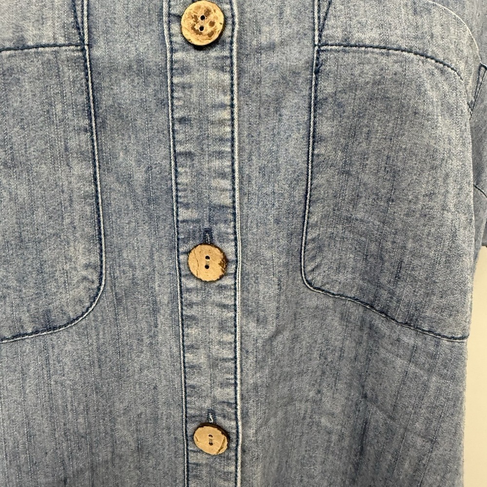 Y2K 90s Denim Western Cowgirl Women's Duster Long Shirt Jean Dress Large Prairie - Picture 4 of 10